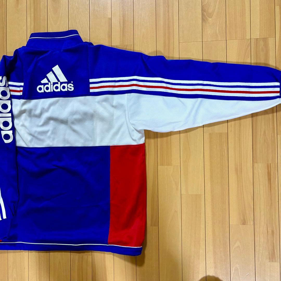 90's adidas ジャージ 青赤白トリコロールストライプ上下セット