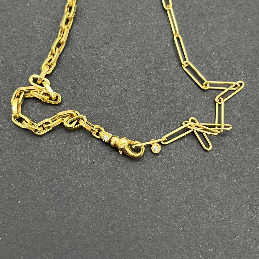 [鑑定済] MILAMORE クラシックデュオチェーンK18 ネックレス ダイヤ