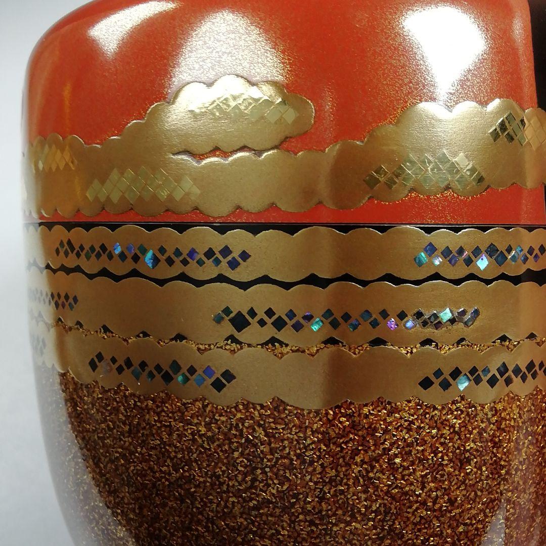 Ｗ２３８　棗　『紅富士蒔絵』『内銀地』『大棗』『細川司光 作』　共箱　茶道具