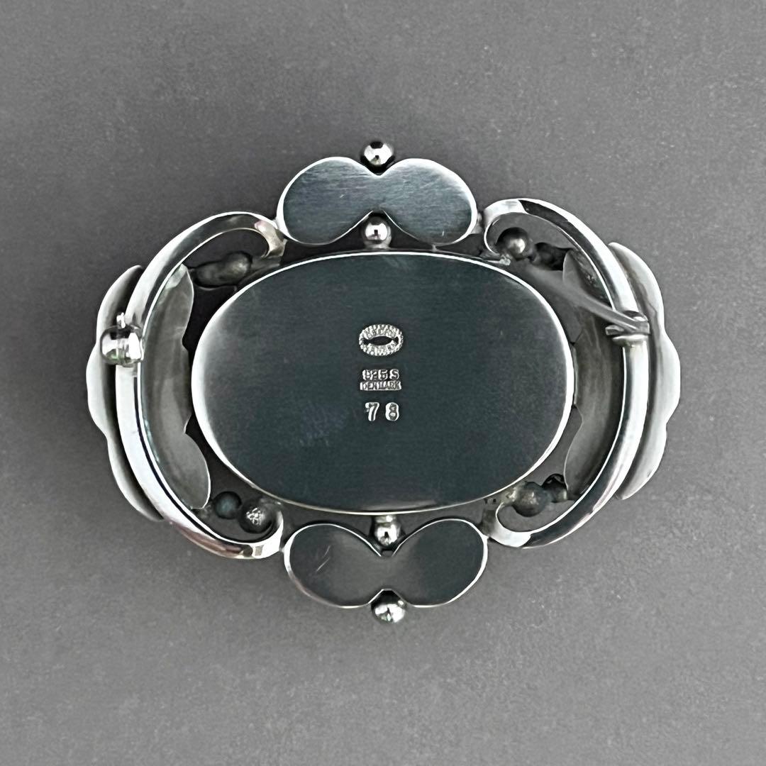 【名品】ジョージ ジェンセン ブローチ #78 アンバー／グリーンアゲート