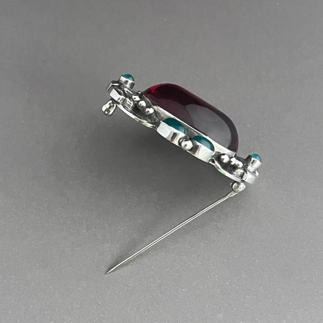 【名品】ジョージ ジェンセン ブローチ #78 アンバー／グリーンアゲート