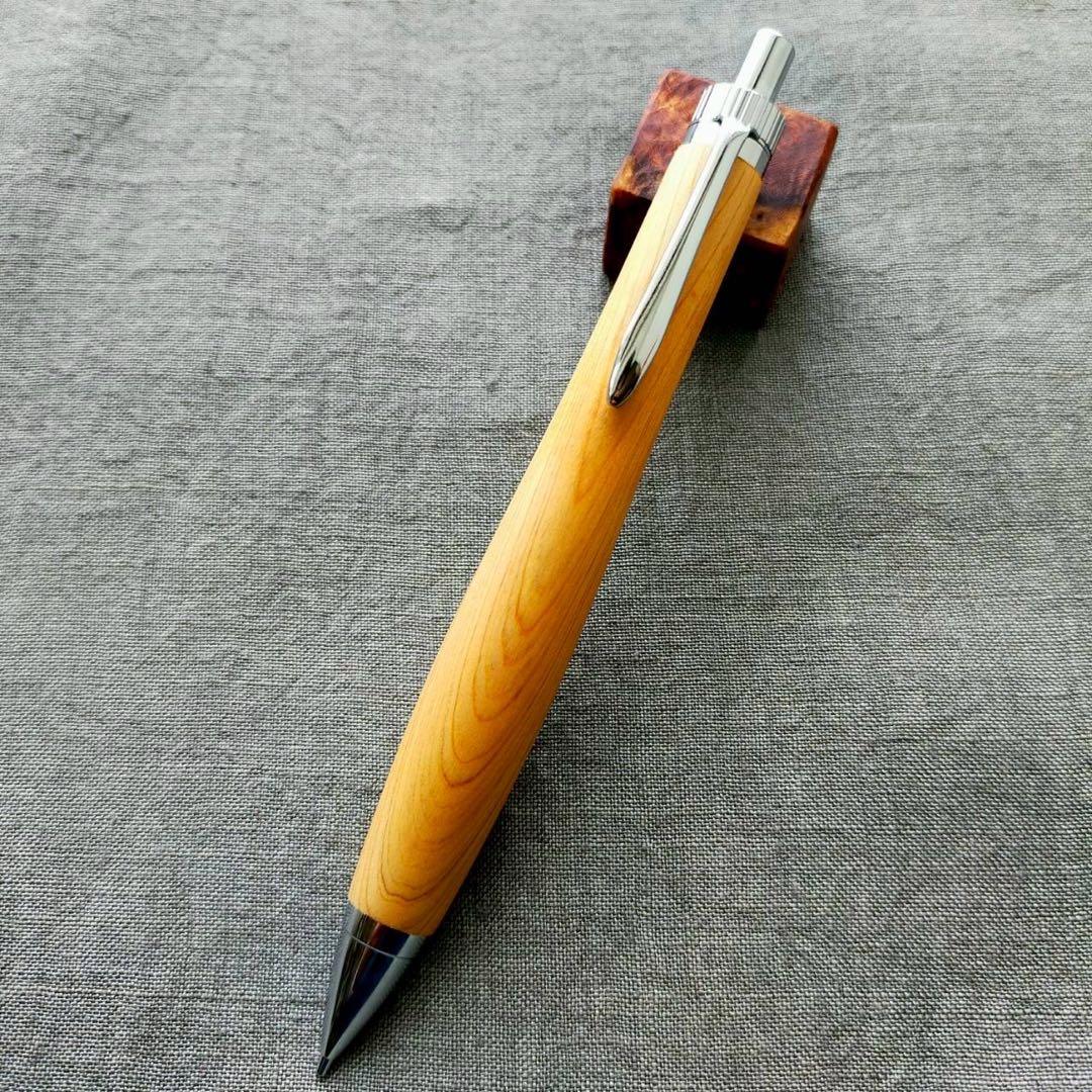 伊勢神宮　檜　ハンドメイド　木軸シャープペン　0.5mm　天然木　シルバー