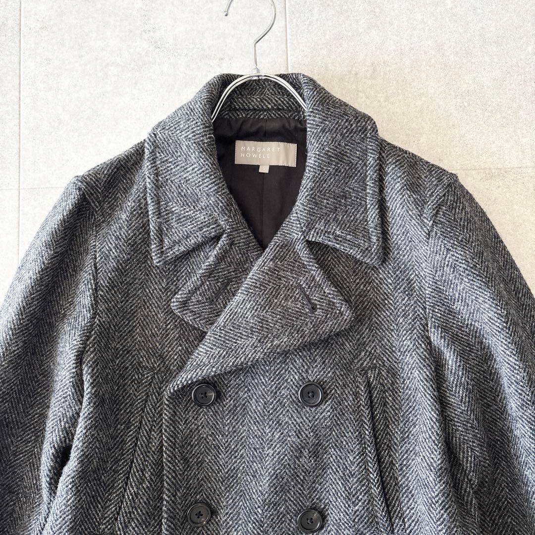 極美品✨️マーガレットハウエル×ハリスツイード ピーコート S チャコールグレー