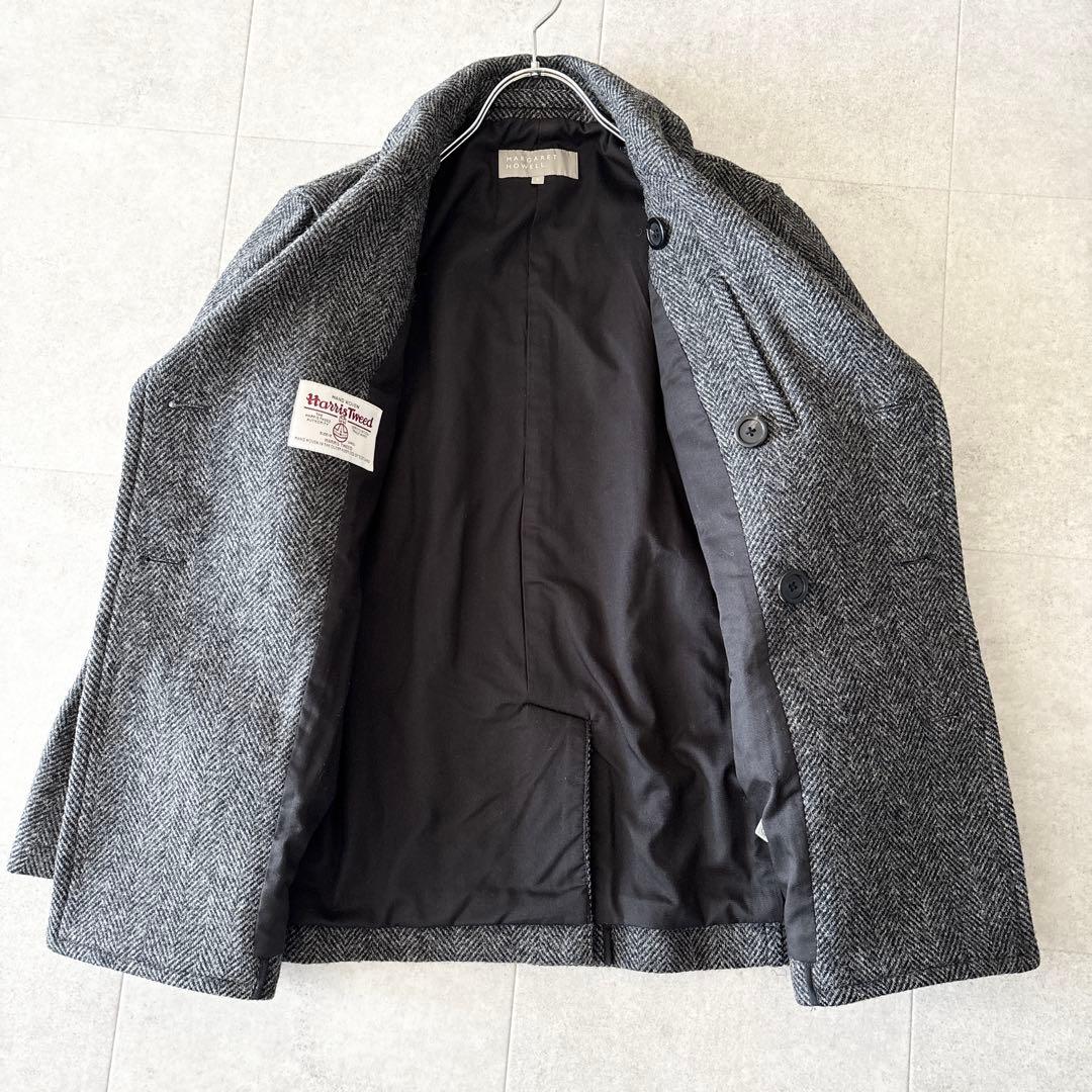 極美品✨️マーガレットハウエル×ハリスツイード ピーコート S チャコールグレー