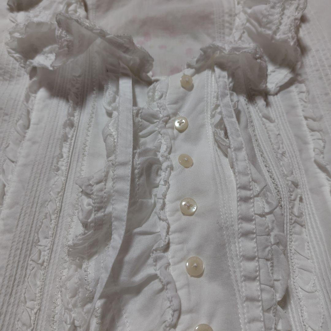 PINKHOUSE　ピンクハウス　フリル付きホワイトコットンシャツ