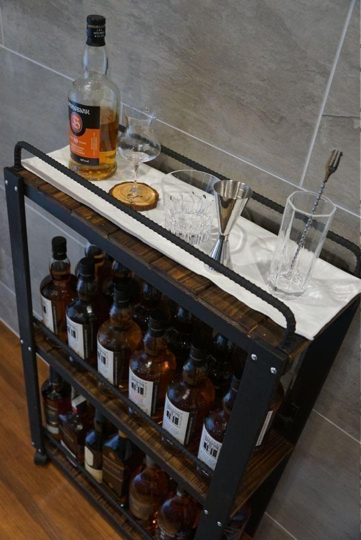 ウイスキーラック　サイドバーワゴンタイプ　男前インテリア　0201
