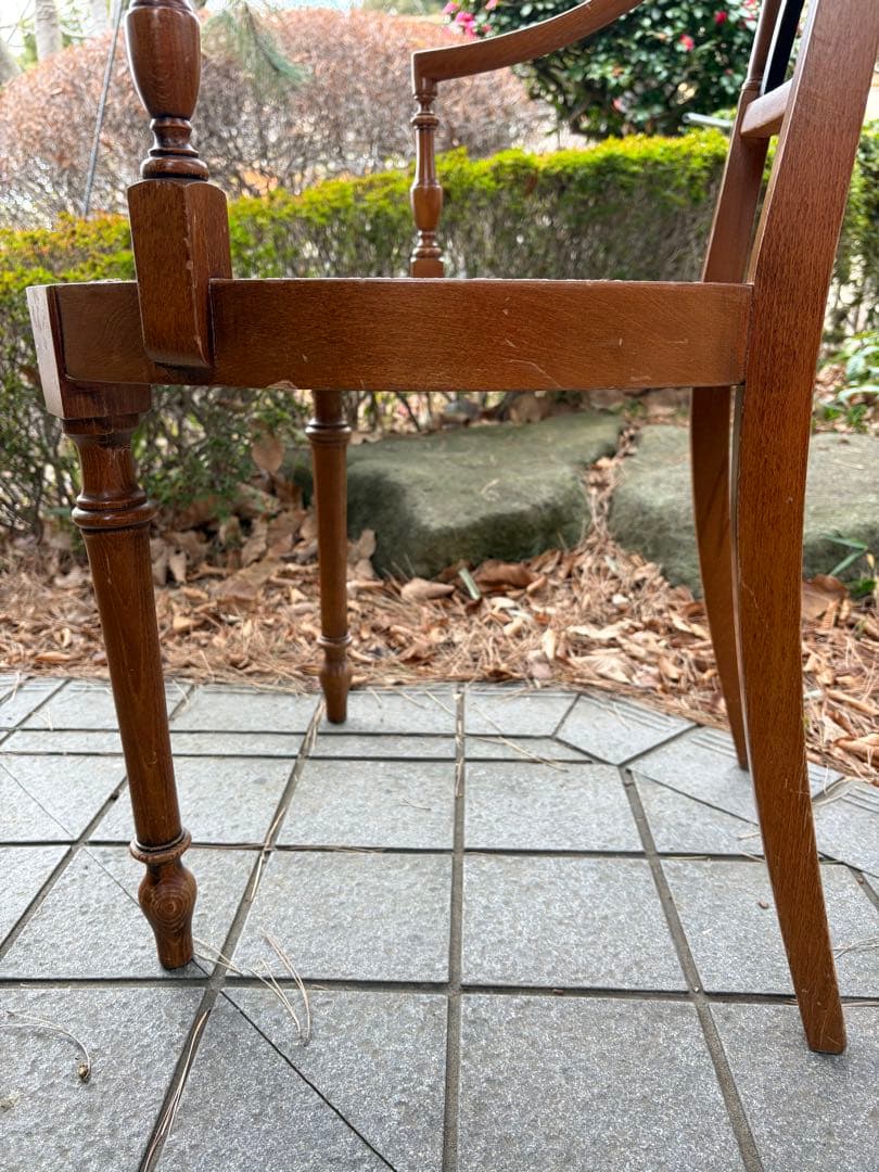 難あり アンティーク 木製ラタンチェア クロスデザイン 椅子 アールデコ