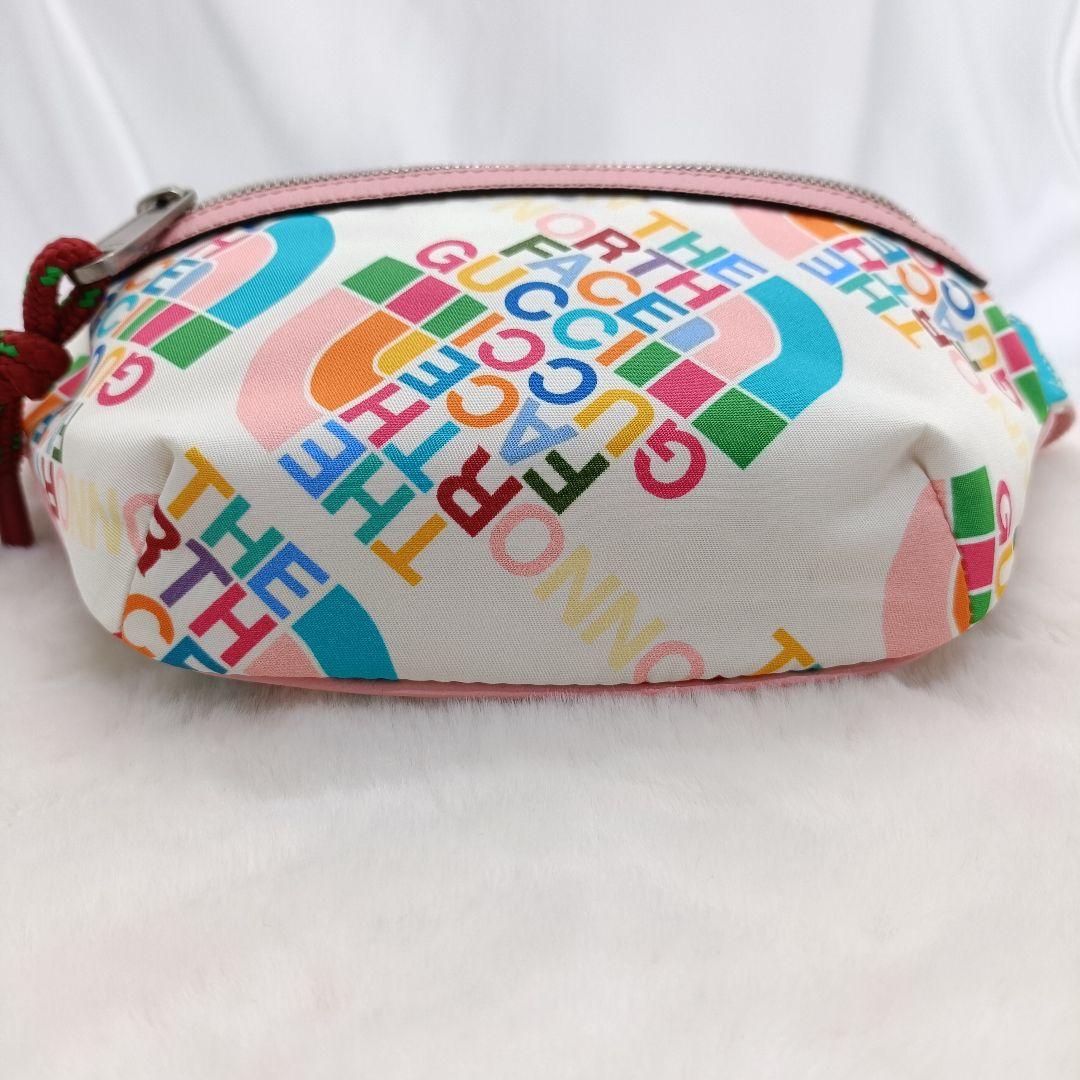 美品 グッチ×ノースフェイス ボディバッグ マルチカラー ナイロン