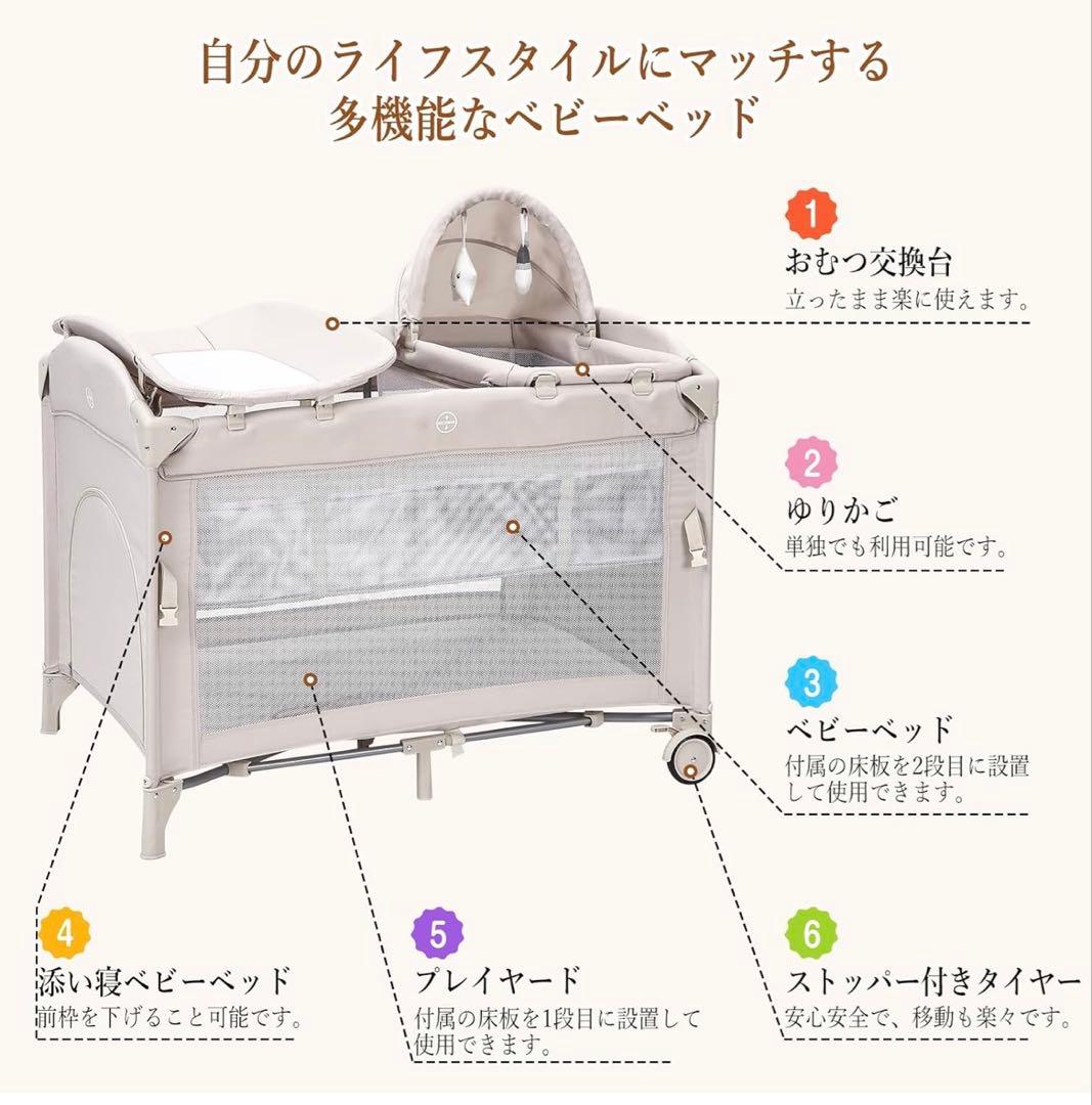 Thinkmax ベビーベッド 折りたたみ 添い寝 揺りかご おむつ交換台