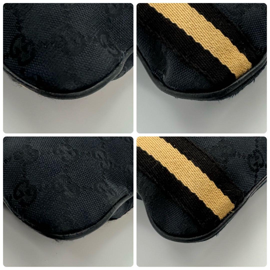 グッチ　ショルダーバッグ　シェリー　GG キャンバス ブラック　レザー