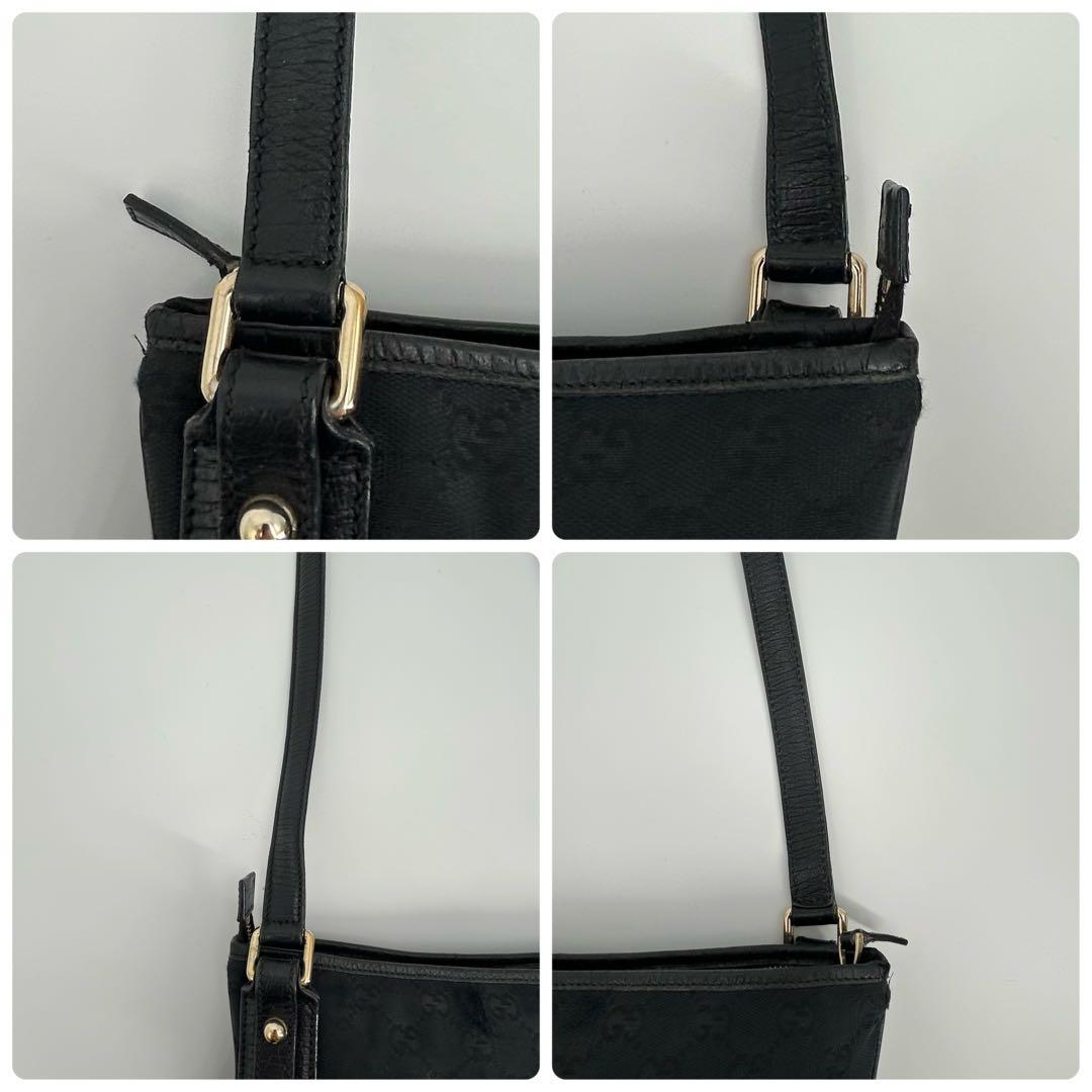 グッチ　ショルダーバッグ　シェリー　GG キャンバス ブラック　レザー