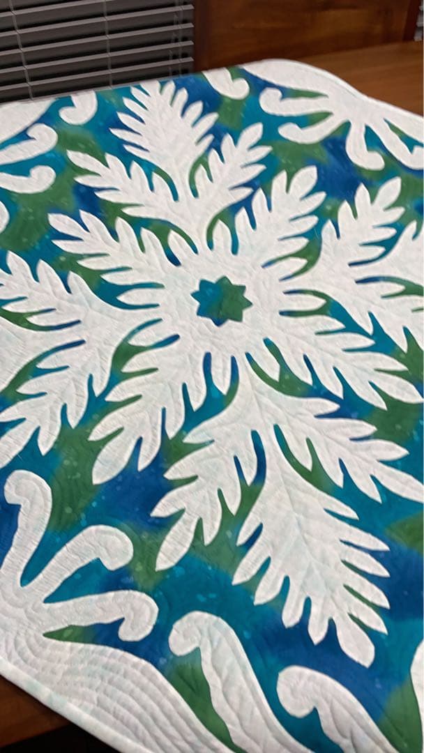 専用ハワイアンキルト タペストリー 緑柄白柄