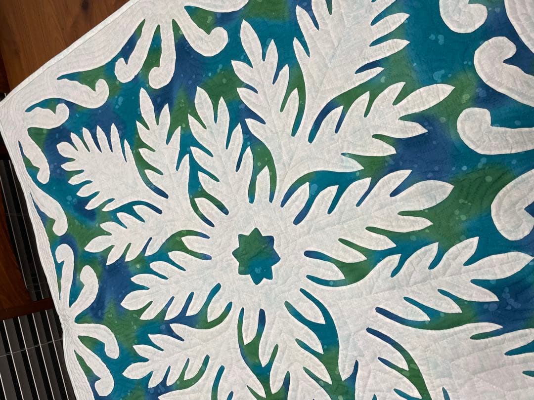 専用ハワイアンキルト タペストリー 緑柄白柄