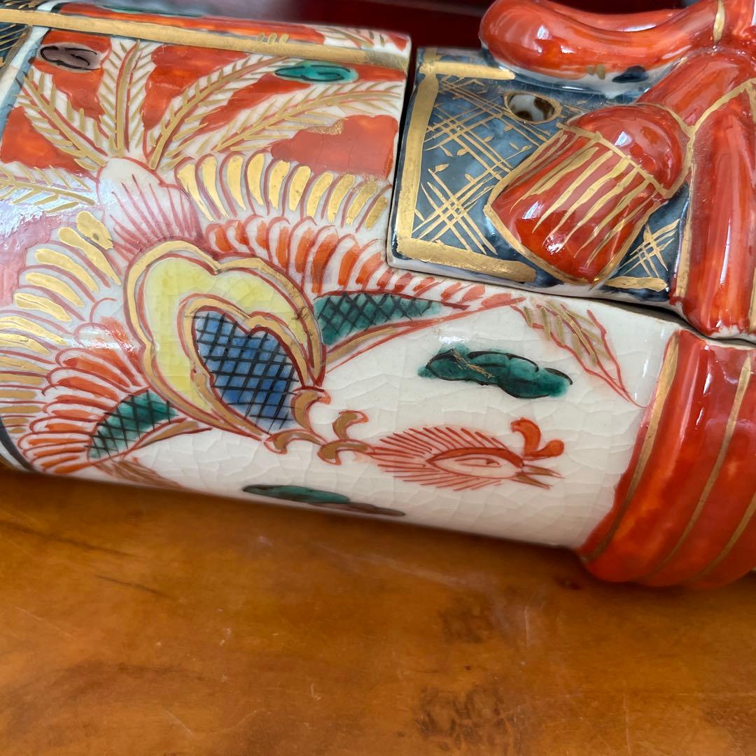 【最終価格】香炉　巻物型香　骨董　 アンティーク　色絵金彩　鳳凰　インテリア