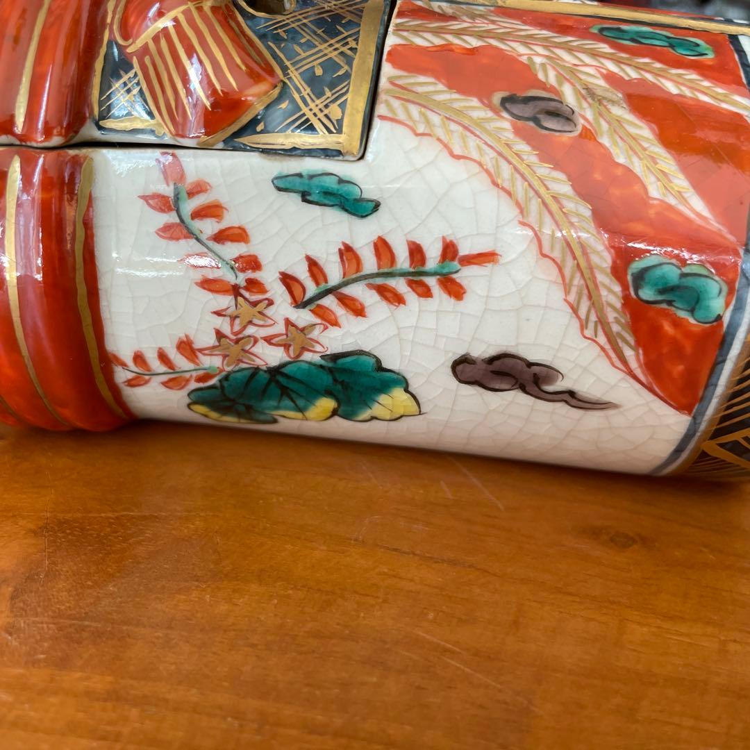 【最終価格】香炉　巻物型香　骨董　 アンティーク　色絵金彩　鳳凰　インテリア