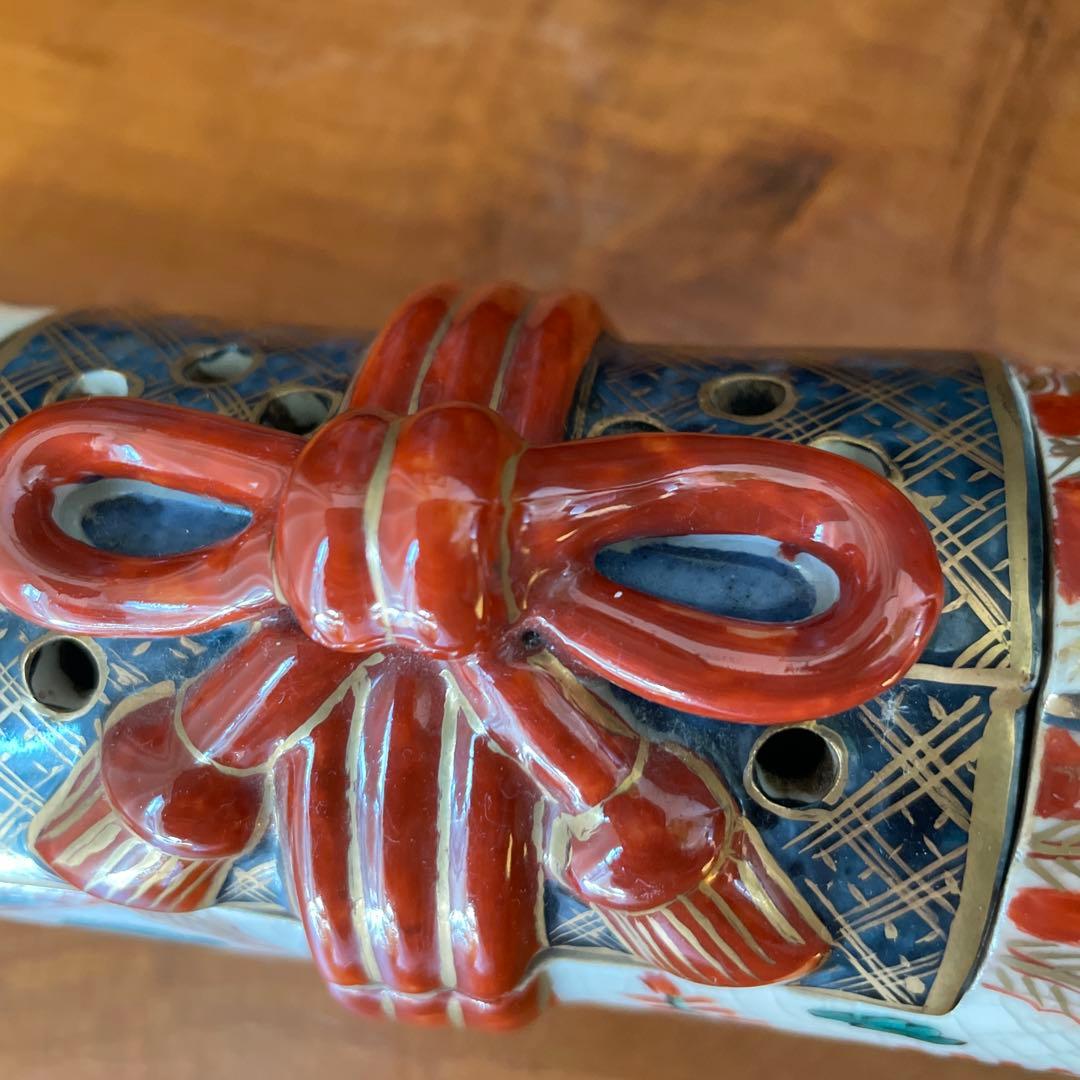 【最終価格】香炉　巻物型香　骨董　 アンティーク　色絵金彩　鳳凰　インテリア