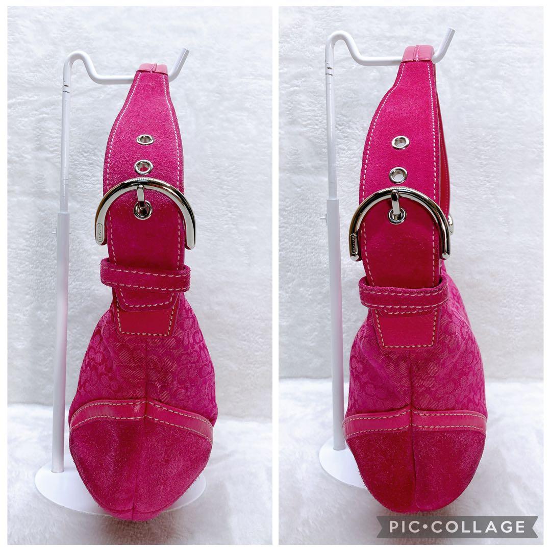 バッグ Coach Soho Hobo Suede Leather Pink Rare