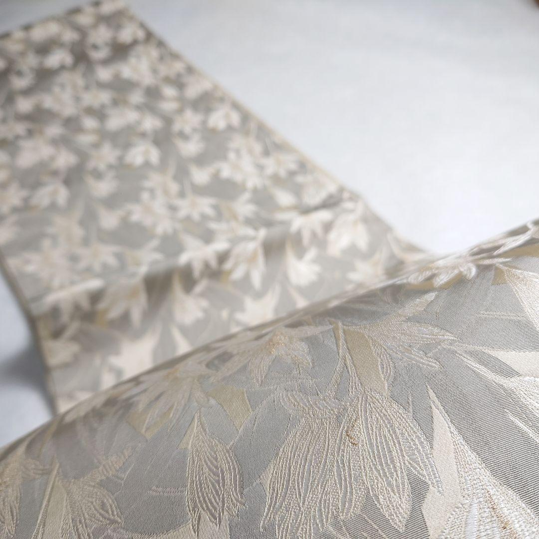 正絹 袋帯 六通柄 白花図案 極上 逸品 おすすめ品