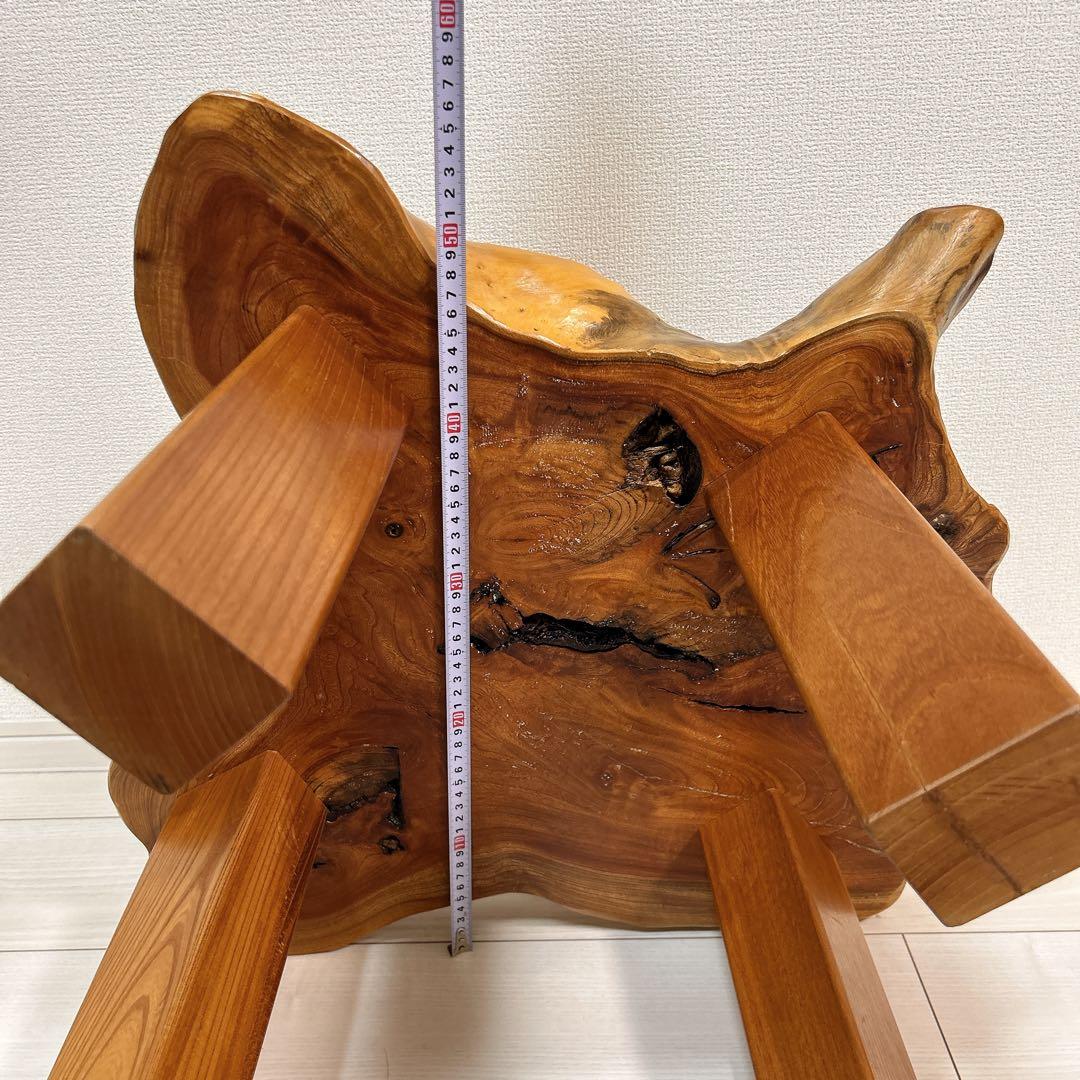 天然木 一枚板 サイドテーブル スツールセット 椅子 ローテーブル ケヤキ