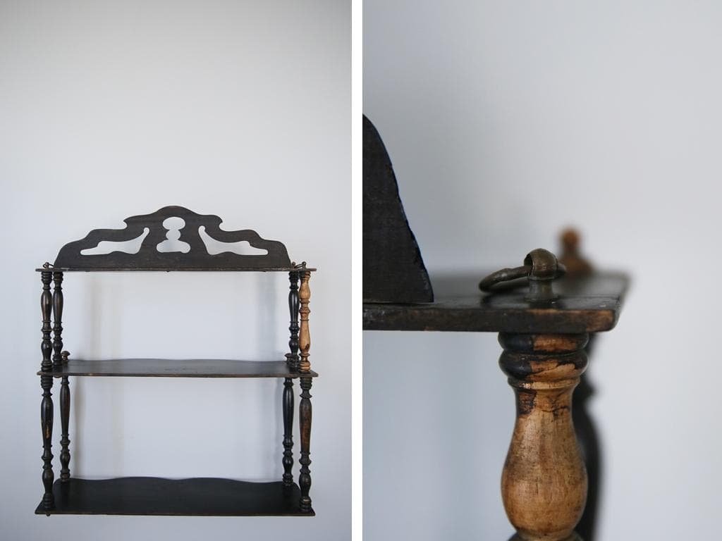 フランスアンティーク木製ウォールシェルフ/壁掛けラック/飾り棚(90-230)