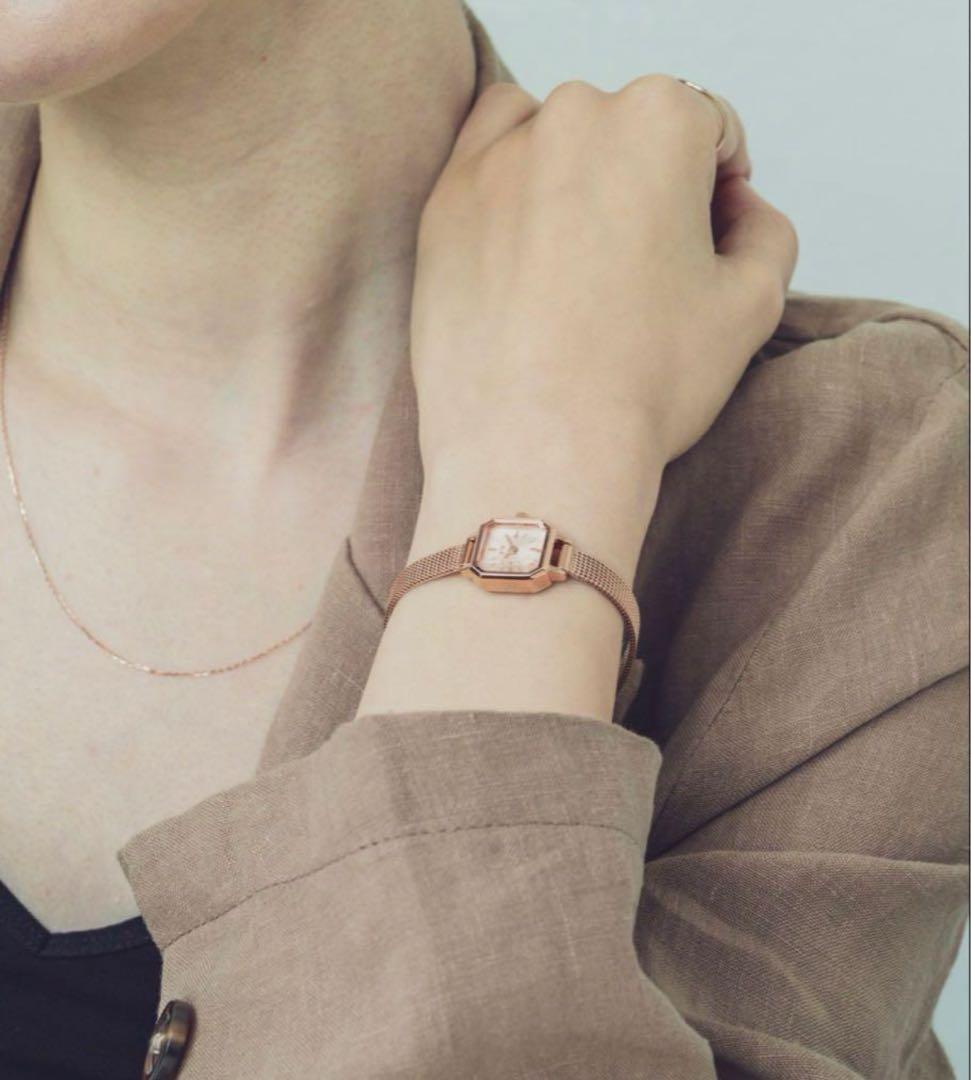 ete ウォッチ オクタゴンフェイス ダイヤモンド　ピンクゴールド