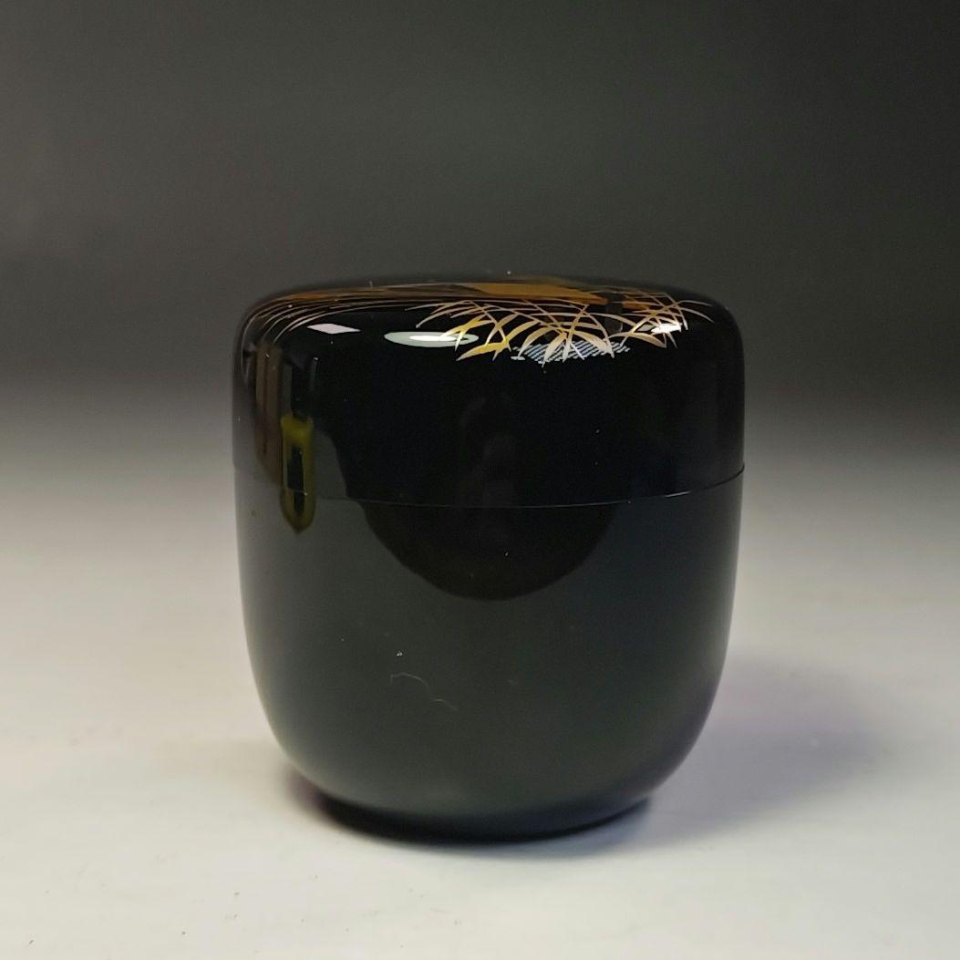 イ777 棗『塗師　松斉』『曳舟蒔絵　中棗　共箱』茶器　茶入　茶道具