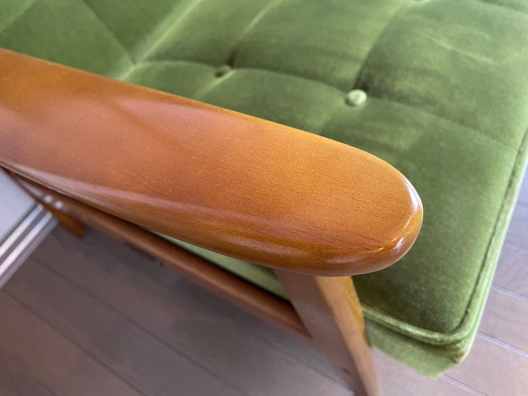 カリモク60Kチェア　2シーター　ソファ　モケットグリーン