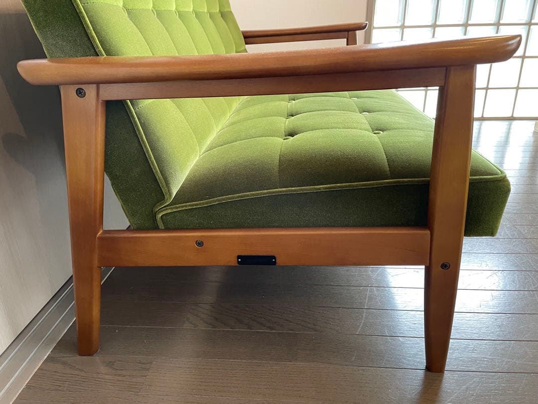 カリモク60Kチェア　2シーター　ソファ　モケットグリーン