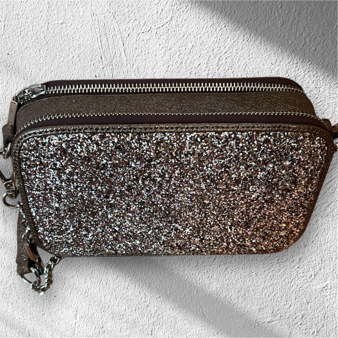 極美品 DIANA グリッター ショルダーバッグ カメラバック チェーン ラメ