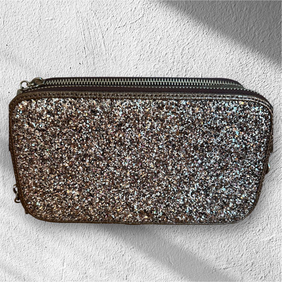 極美品 DIANA グリッター ショルダーバッグ カメラバック チェーン ラメ