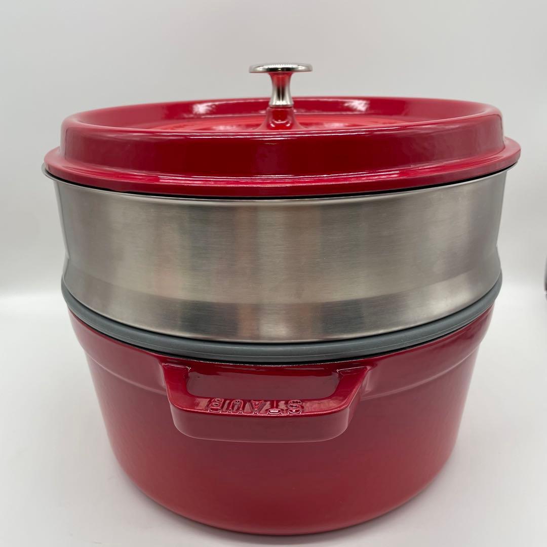 未使用級 staub ストウブ ピコ ココット ラウンドスチーマーセット 26㎝