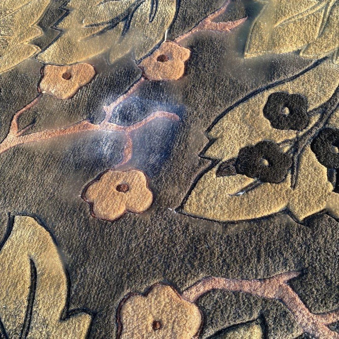 【シルク段通】 大判 カーペット ラグ アンティーク　レトロ