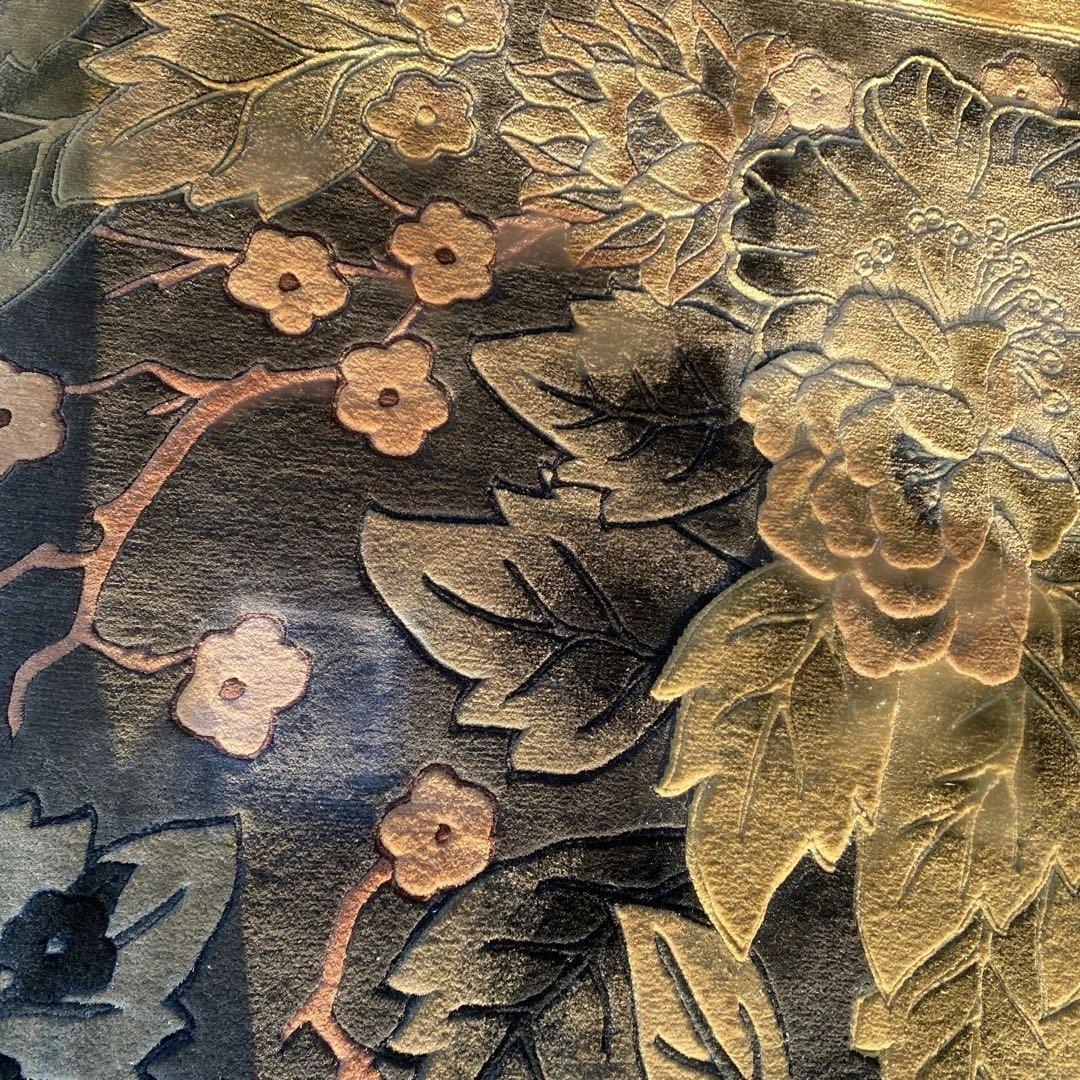 【シルク段通】 大判 カーペット ラグ アンティーク　レトロ