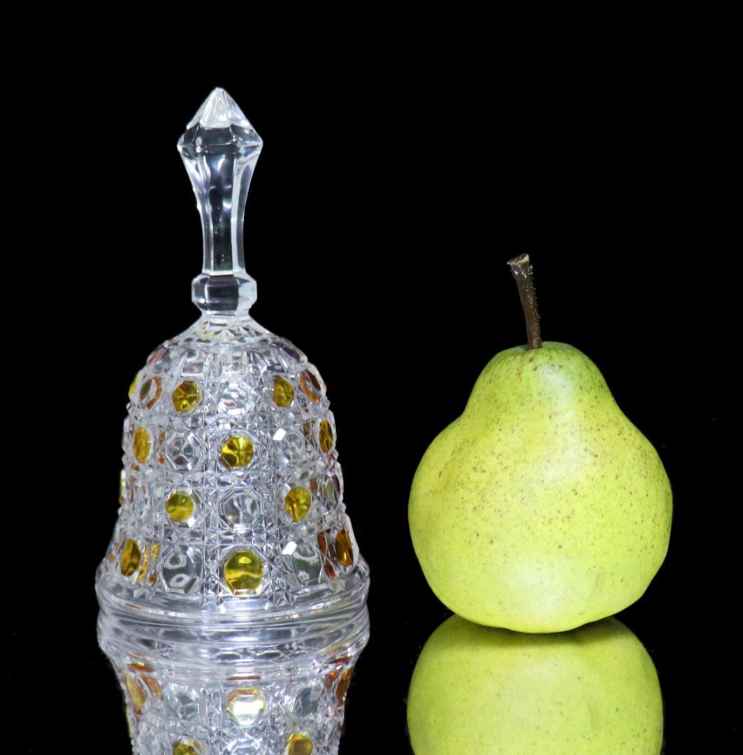 オールド・バカラ 上級作品 黄色被せ装飾大型15cm ディナーベル ディアマン