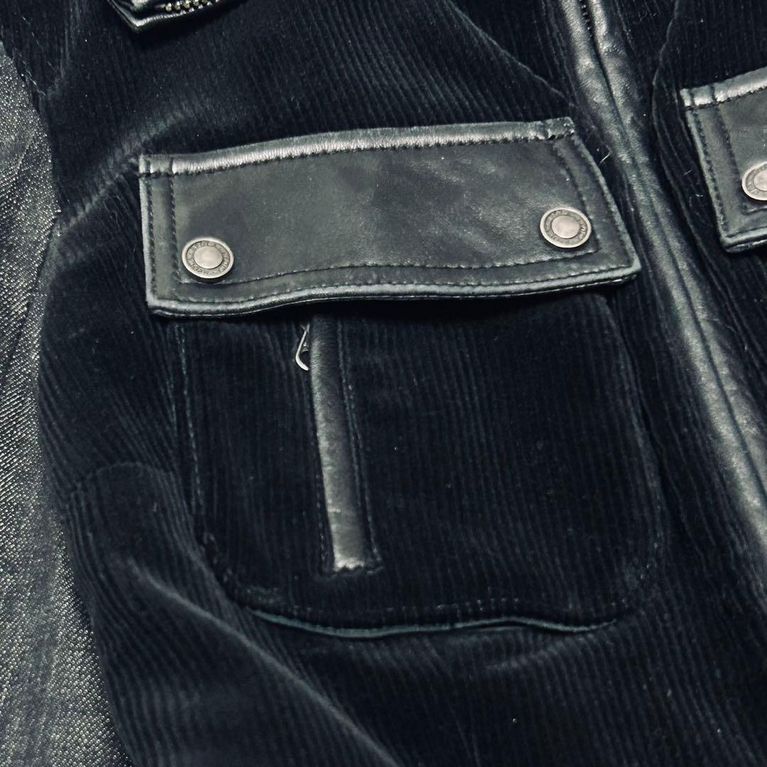 美品 EPOCA ブラックデニム レザー ジャケット ライダース 切替 ボア