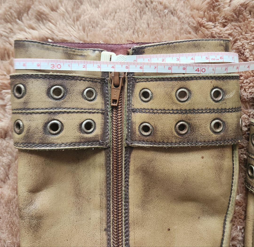 ベージュロングブーツ　ウエッジソール