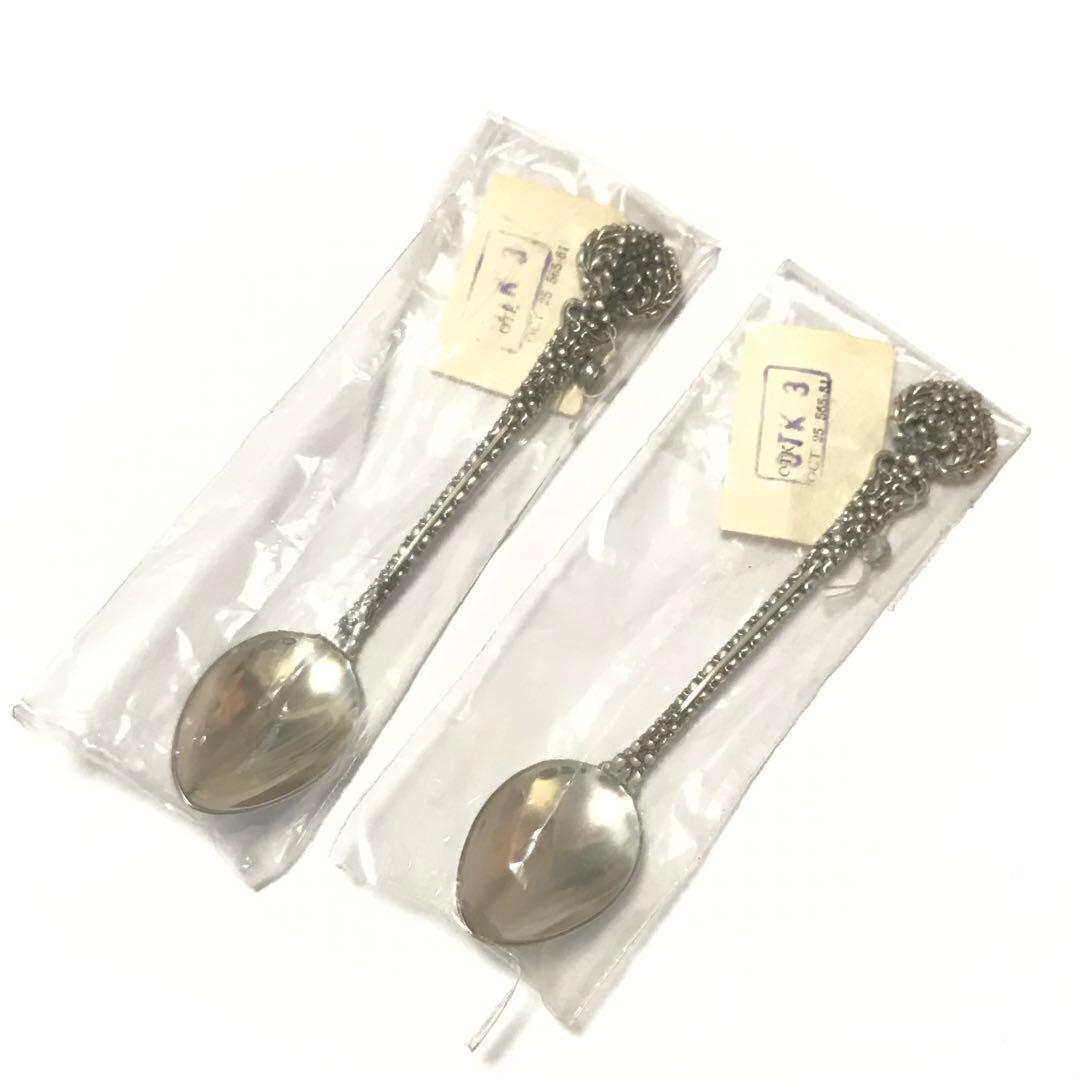 1960年代 ソ連 銀製 ティースプーン 2点 未使用 916 SILVER