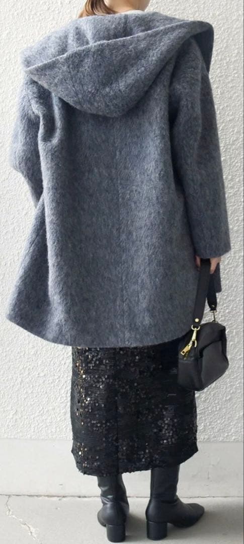 SHIPS any★シャギー フーディー ガウン コート