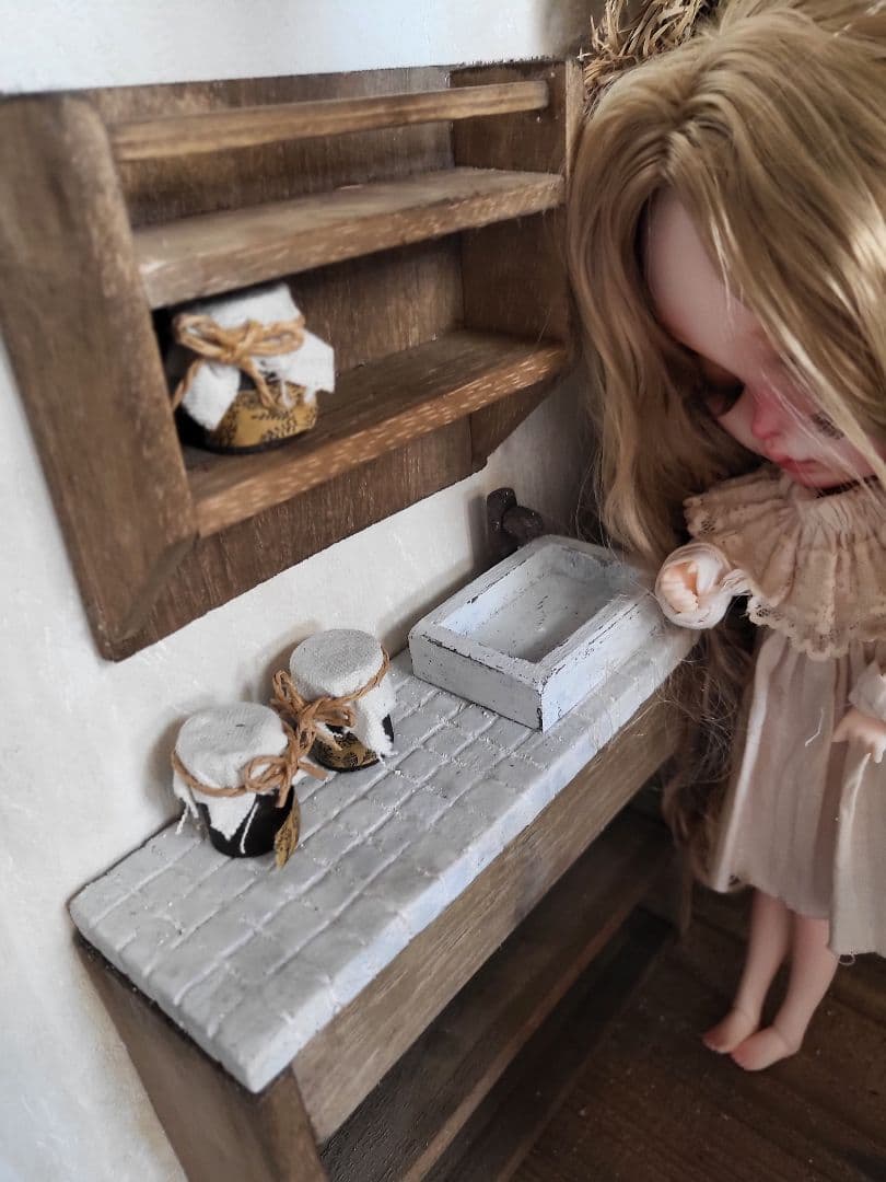 背景ボード　ミニチュアハウス　ドールハウス　アンティーク　ブライス　1/6サイズ