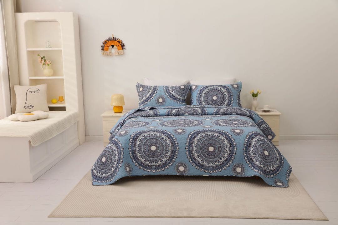 キルトベッドカバー3点セット綿マルチカバー キルティング 855