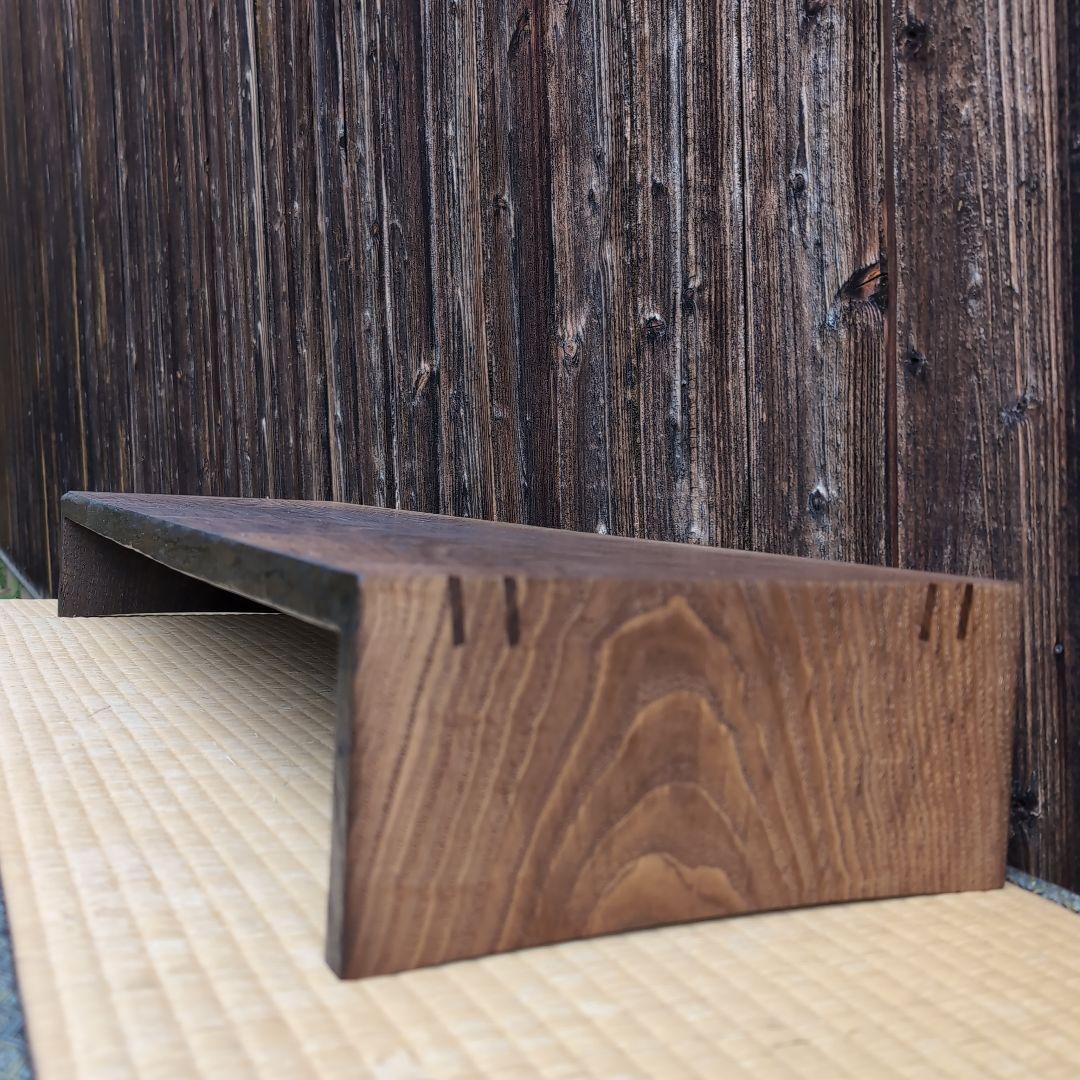 古材栗板リメイク　重厚な超ローテーブル　シェルフ　置台などに