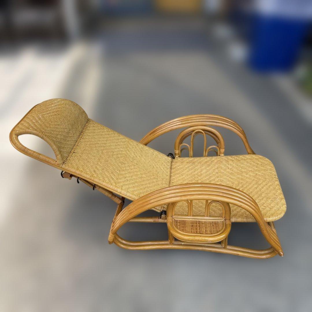 ꧁籐家具꧂ ラタン リクライニングチェア 籐　折りたたみ