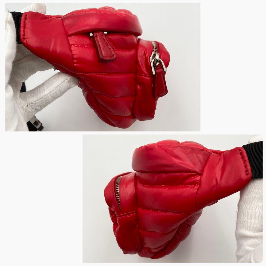 ®️✨ MONCLER ウエストバッグ ダウン 赤 キルティング 男女