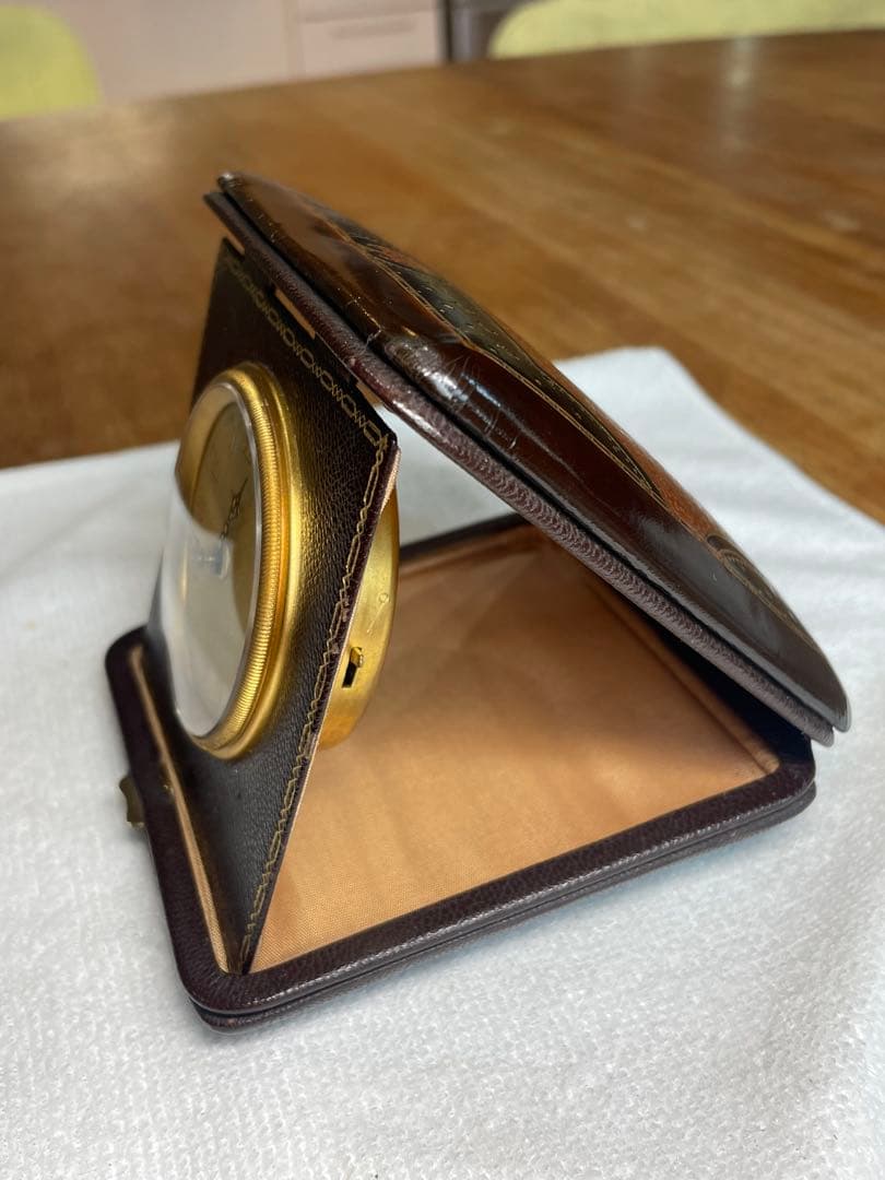 ドイツ　KIENZLE 本革仕様の真鍮ガラス目覚し時計　時計/目覚し　正確稼働