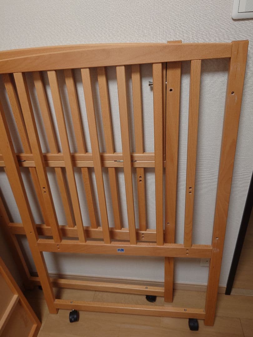 ヤマサキ国産ベビーベッドツーオープンハイタイプベッドナチュラル標準サイズ説明書付