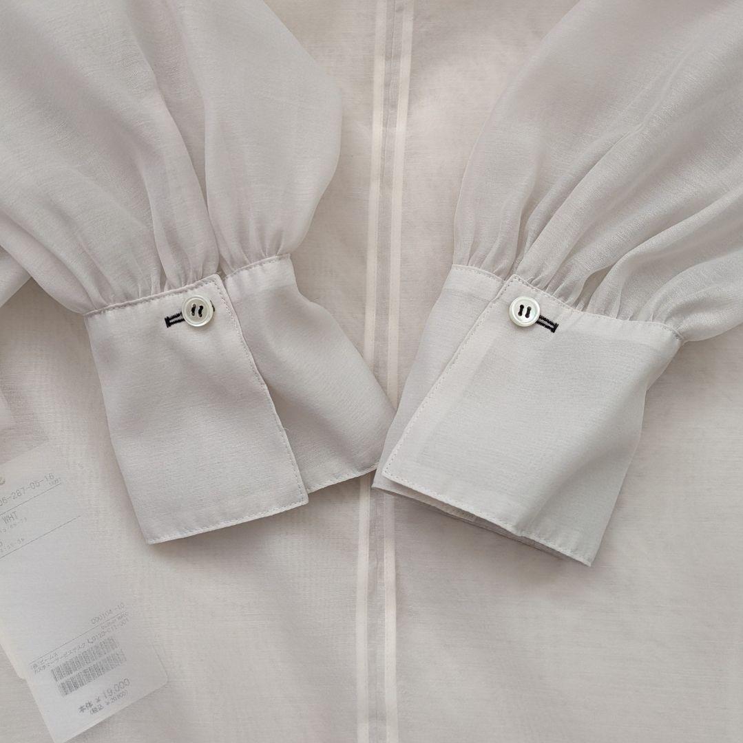 新品タグ付き BEAMS オーガンジーリボンブラウス シアー ボウタイ 配色