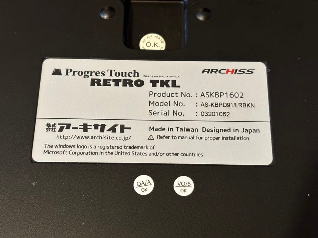 ARCHISS ProgresTouch RETRO TKL 赤軸