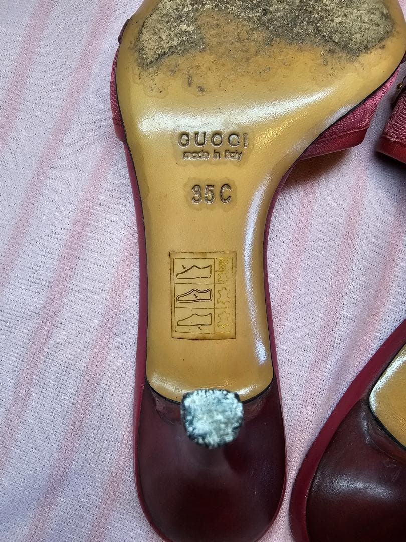 ヴィンテージ グッチ ラズベリー モノグラム キャンバス ホースビット