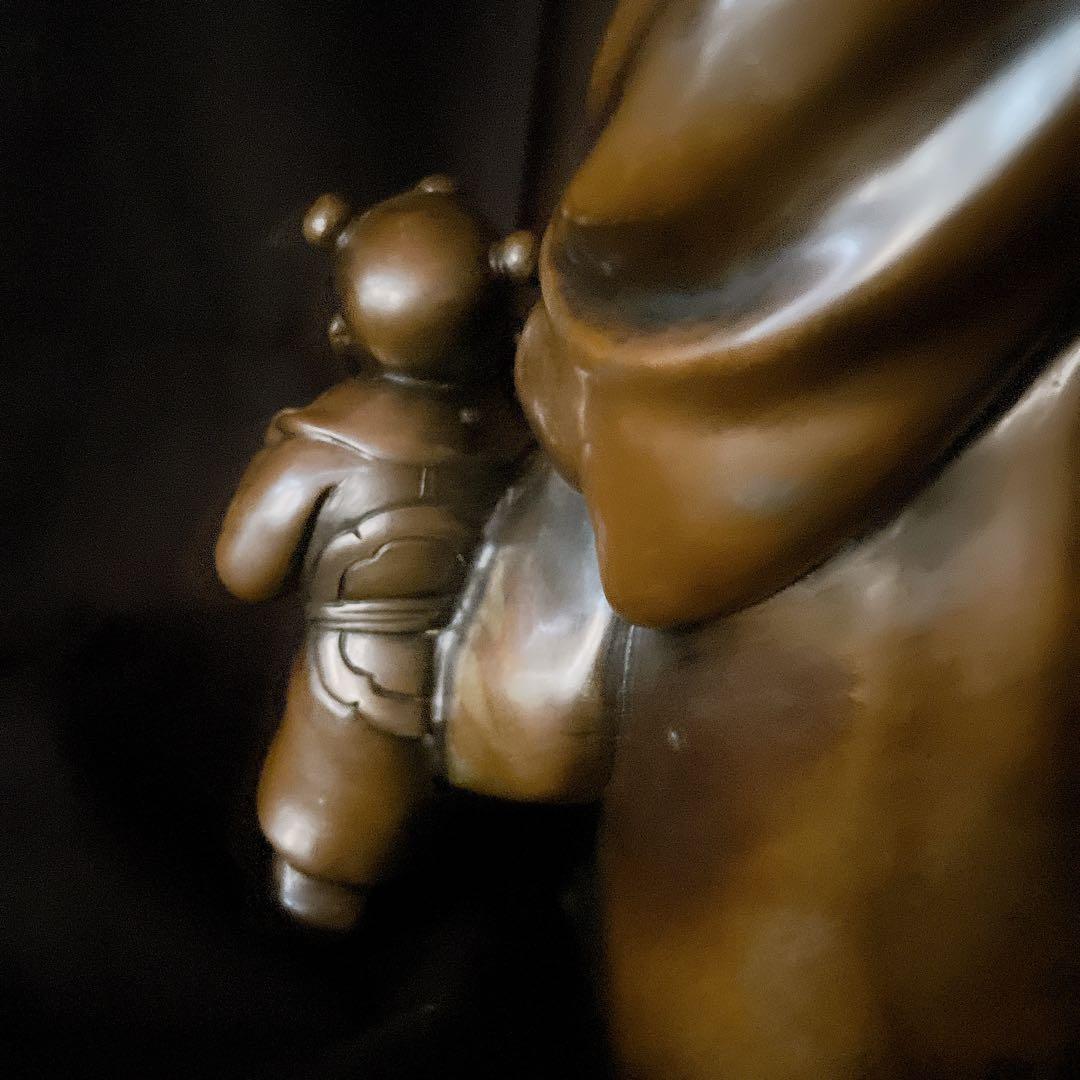 七福神 布袋様　春宗作 銅唐子布袋立像 銅布袋尊像　置物　ブロンズ14kg