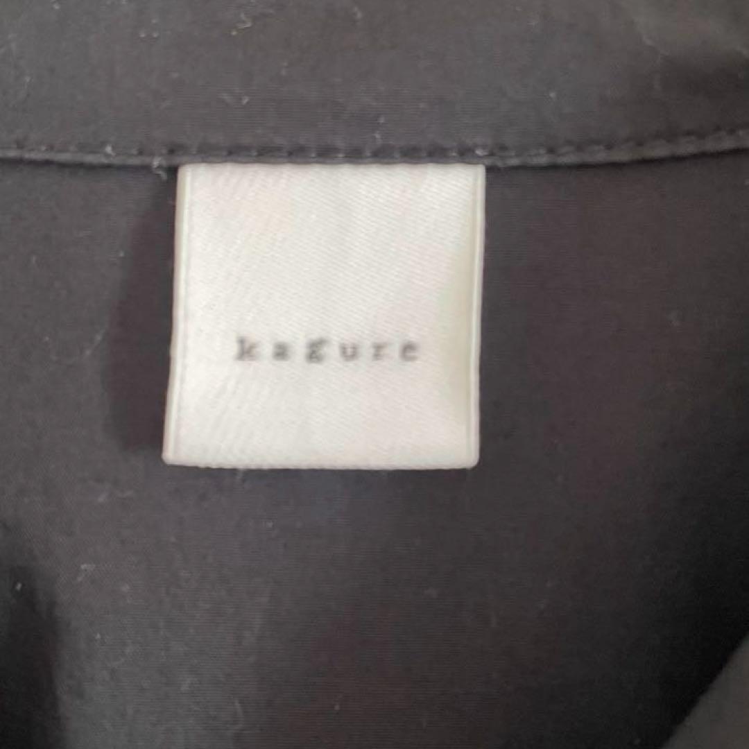 かぐれ　オープンカラーギャザーシャツ　ブラック　コットン　フリー　開襟　23